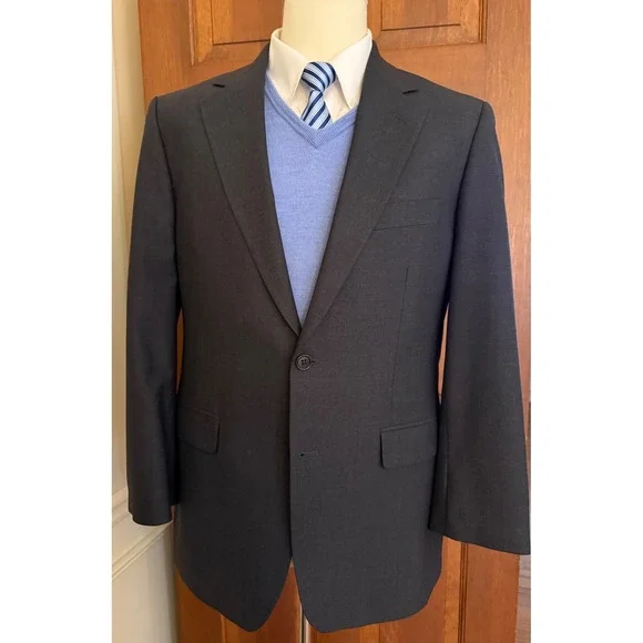 Brooks Brothers 346 Stretch Suit Mens‎ 40R Gray Wool 2-PC Set Jacket Pants 34x28